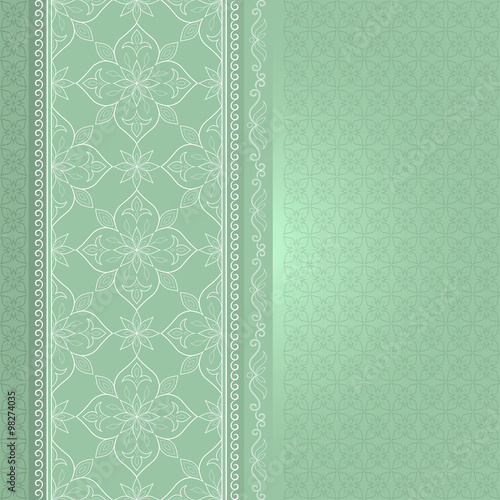 Vintage lace white border on green.