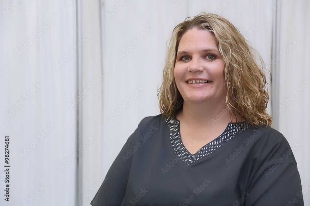 portrait attractive blonde female plus size model