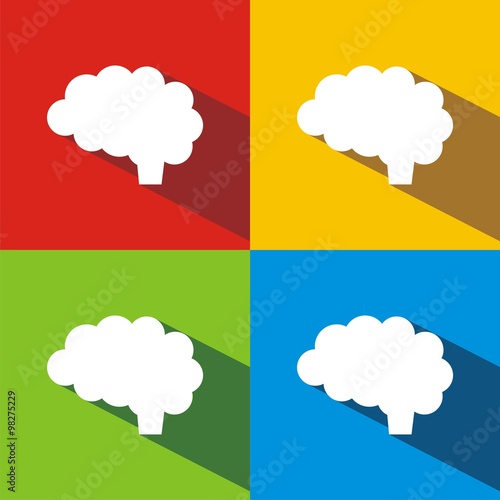 Icono de un cerebro sobre fondos de colores. Ilustración vectorial