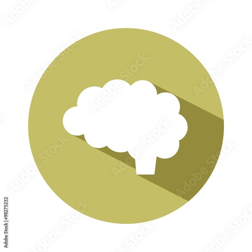 Icono de un cerebro sobre fondo ocre. Ilustración vectorial