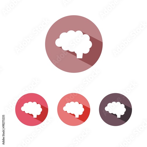 Icono de un cerebro sobre fondos en tonos rojos. Ilustración vectorial