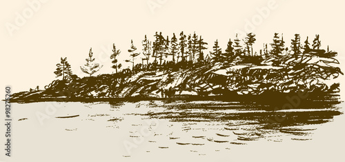 sketch of seashore