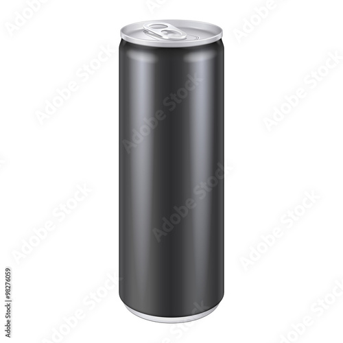 Black Metal Aluminum Beverage Drink Can 250ml. Ready For Your Design. Product Packing Vector EPS10 