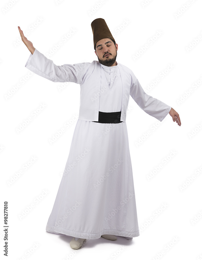 Mevlana dervish whirling isolated on white background Mevlana dervish whirling isolated on white background