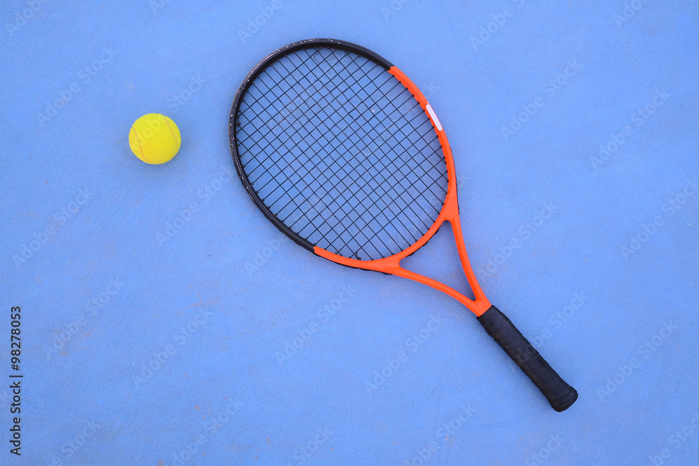 The image of tennis ball and tennis racket