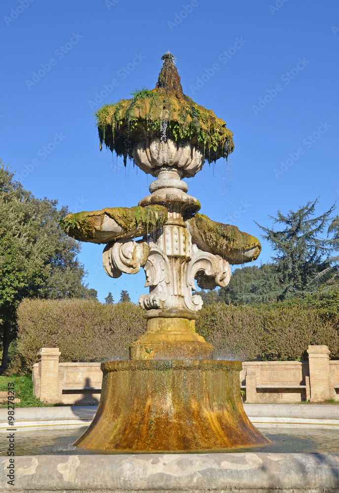 fontana rinascimentale nel parco di villa pamphili a roma,italia fontana rinascimentale nel parco di villa pamphili a roma,italia