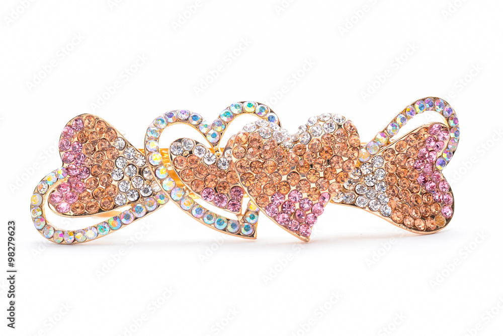 brooch with two hearts isolated on white brooch with two hearts isolated on white