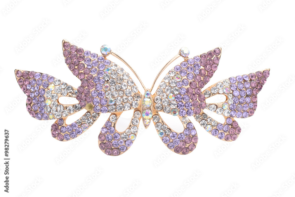 brooch with butterfly isolated on white brooch with butterfly isolated on white