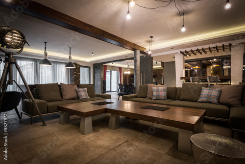 Great living room in modern villa house interior © poplasen