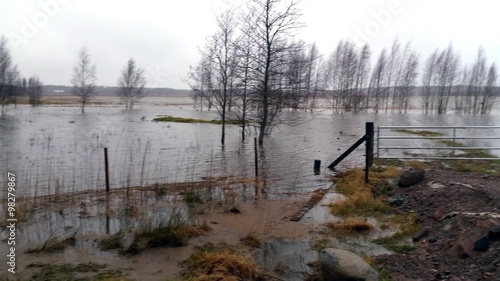 View on Flooding fields, on a autumn day, in porkkala, Finland photo