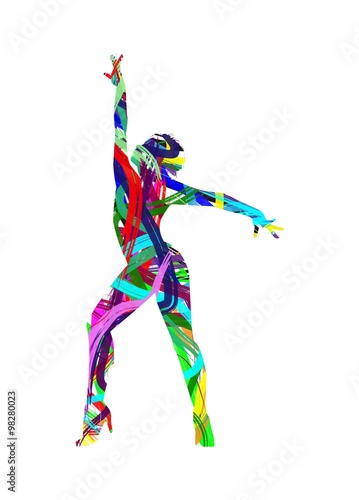 abstract silhouette of dancer on white background