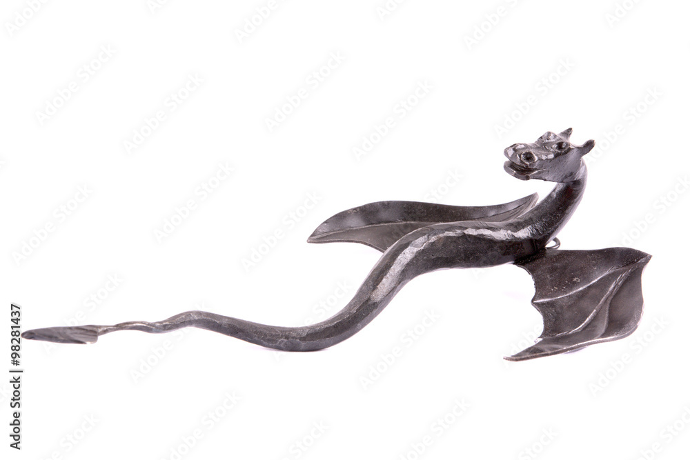 Fototapeta premium Forged dragon on a white background