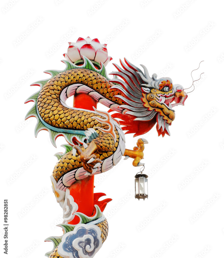 Dragon statue isolated on white background