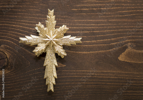 christmas star on wooden background