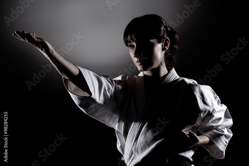 girl exercising karate photo
