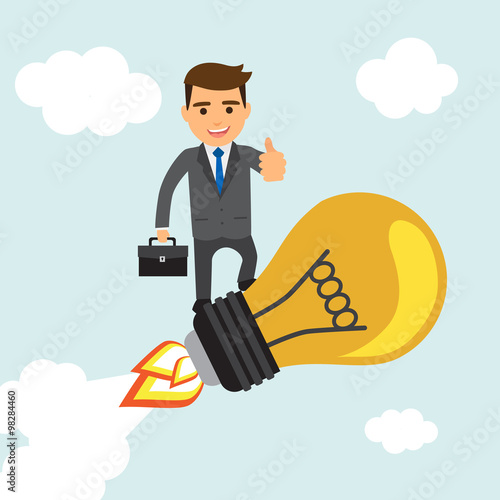 Hombre de negocios en un cohete