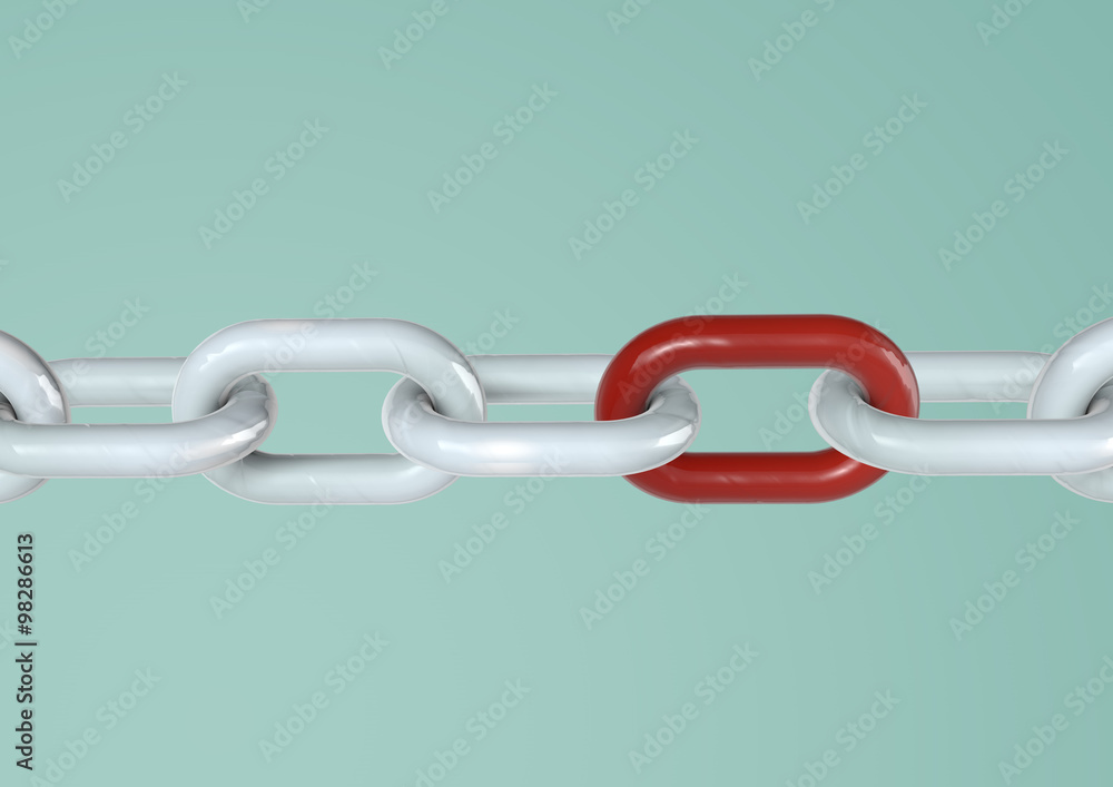 Obraz premium Chrome chain with a blue link 