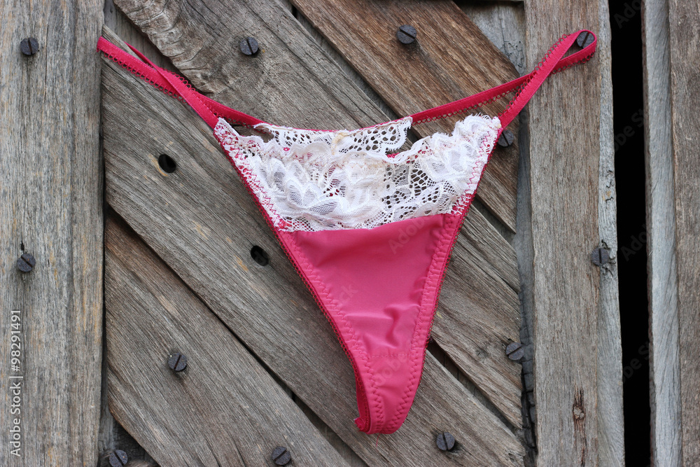 Sexy expensive Lingerie on old broken door background. Stock Photo