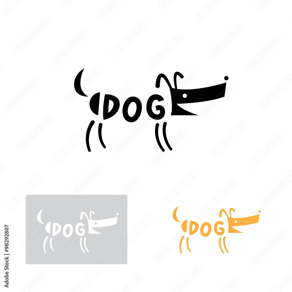 Black dogt logo. Vector image. Three options of logo. Black dogt logo. Vector image. Three options of logo.