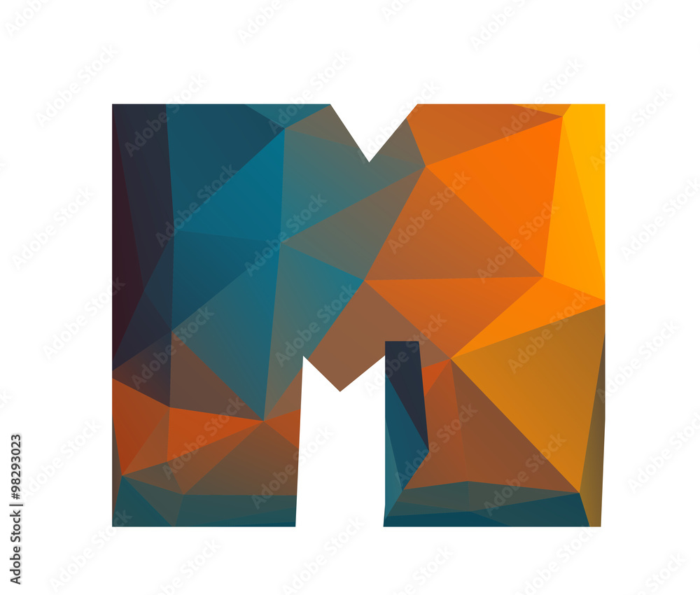 Fototapeta premium M mike alphabet in colorful glass polygon