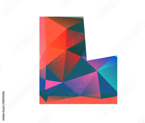 L lima alphabet in colorful glass polygon