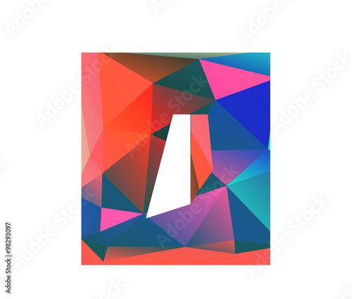 O oscar alphabet in colorful glass polygon
