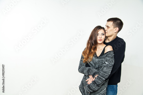 beautiful young couple isolated on white background
