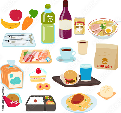 食品、いろいろな種類のセット