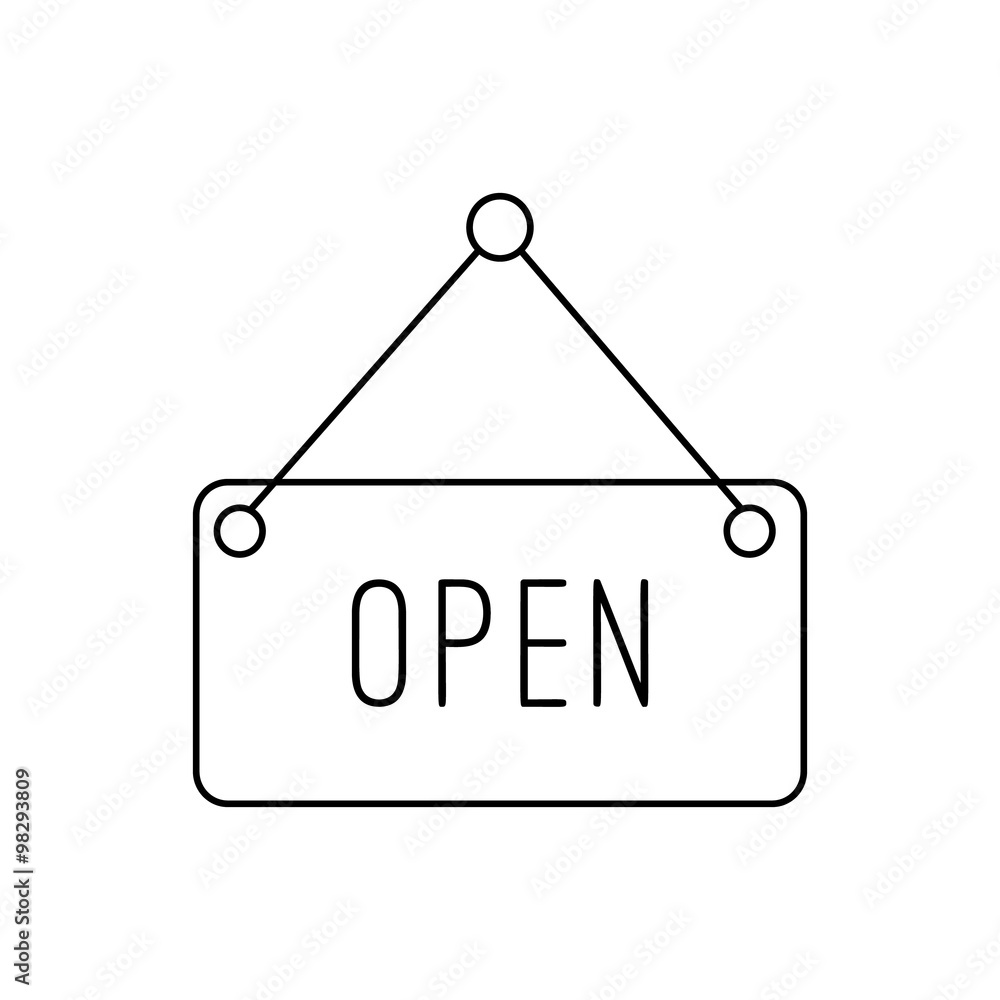 Open hanging sign line icon Open hanging sign line icon