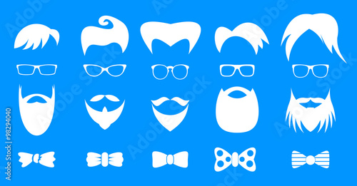 Hipster elements white silhouette set