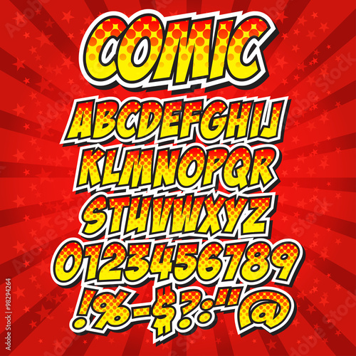 comics style alphabet collection set 