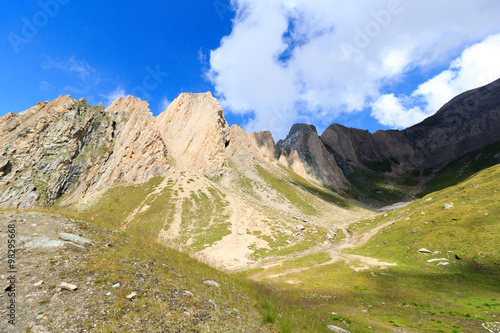 Mountain range with Rote Säule in the Hohe Tauern Alps, Austria
