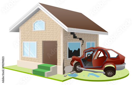 Car crashed into house. Home insurance