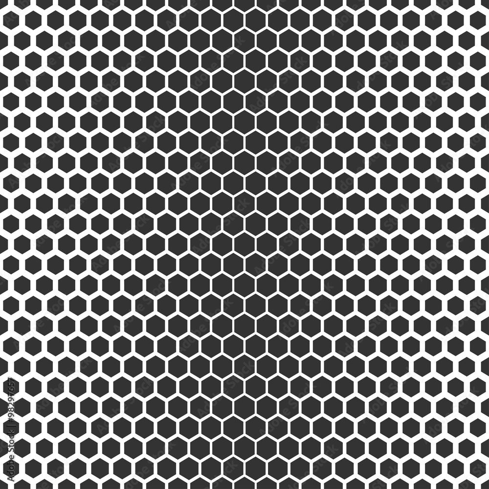 Vector seamless texture. Modern abstract background. Monochrome repeating pattern of hexagons of various sizes. Vector seamless texture. Modern abstract background. Monochrome repeating pattern of hexagons of various sizes.