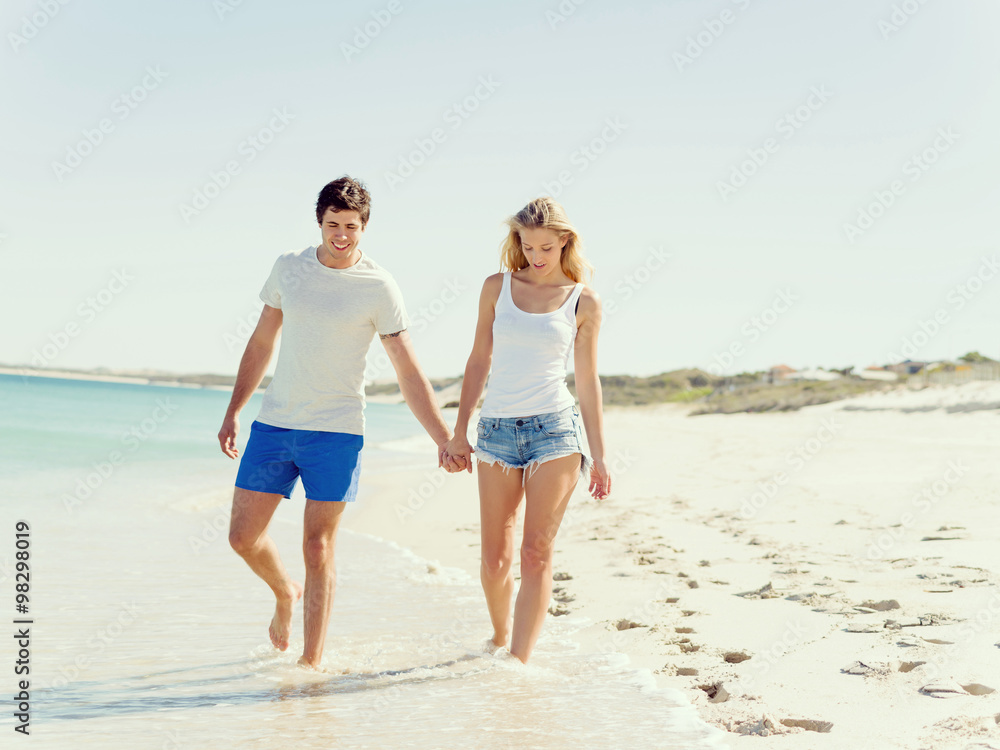 Romantic young couple on the beach