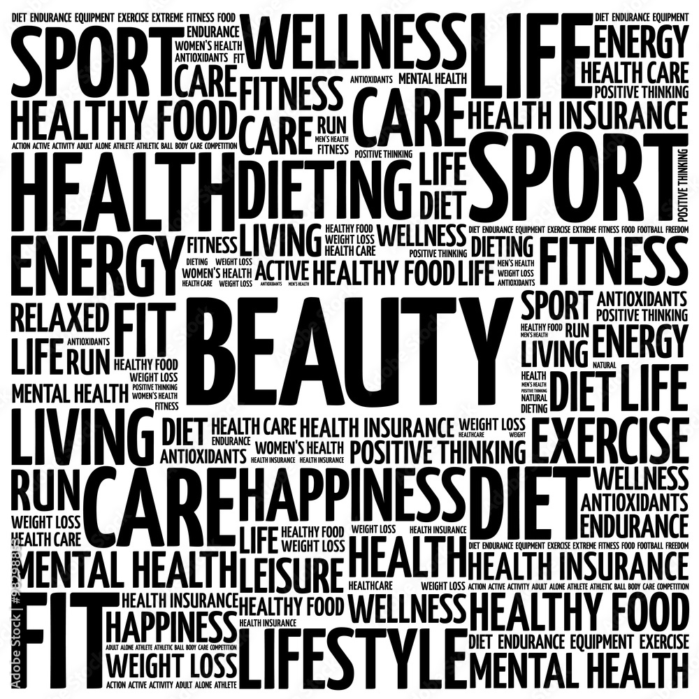 BEAUTY word cloud background, health concept