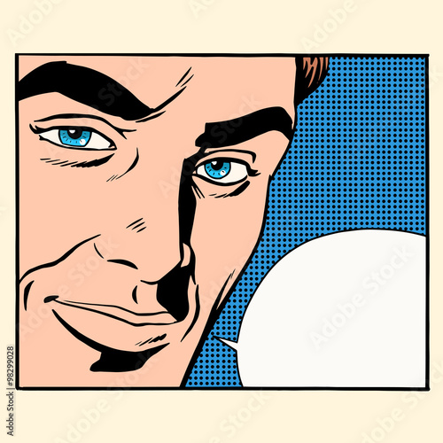 Face beautiful men comic bubble