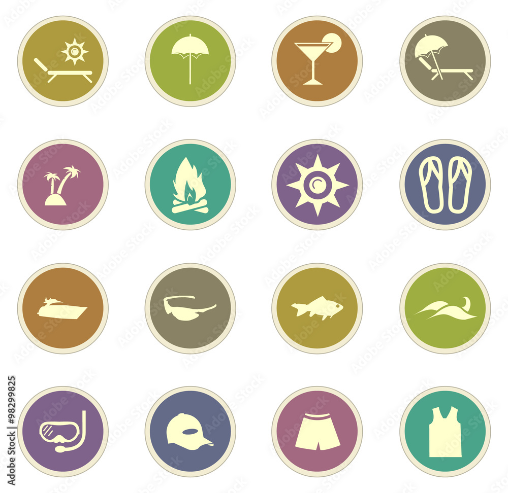 Fototapeta premium Beach icons set