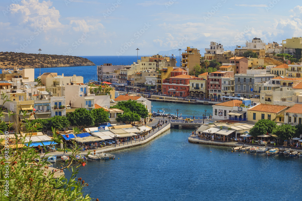 View over Agios Nikolaos harbour, Crete