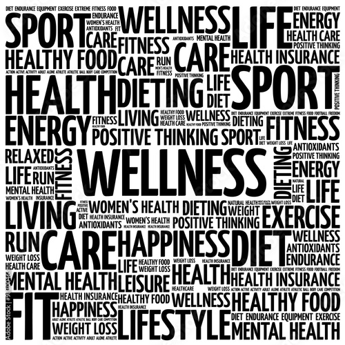 WELLNESS word cloud background, health concept