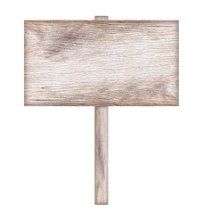 Wooden sign isolated on white background.