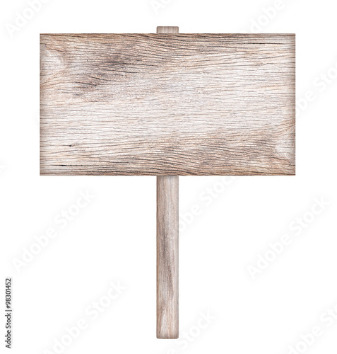 Wooden sign isolated on white background. photo