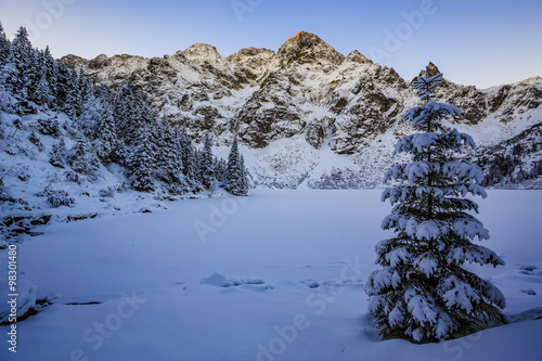 Winter mountain landscape - Morskie Oko, Tatra Mountains, Poland 