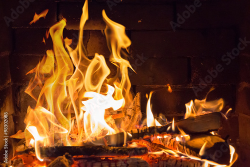 orange fire in fireplace