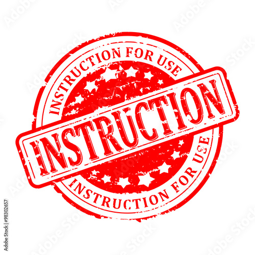 Scratched red round seal with the inscription - instruction for use - vector svg