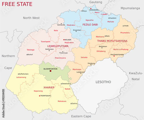 free state administrative map