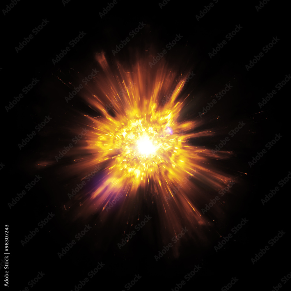 big bang explosion with sparks - obrazy, fototapety, plakaty 