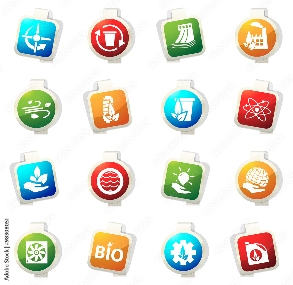 Eco energy icons set Eco energy icons set