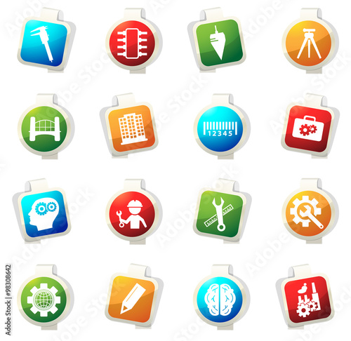 Engineering vector icons set on gray