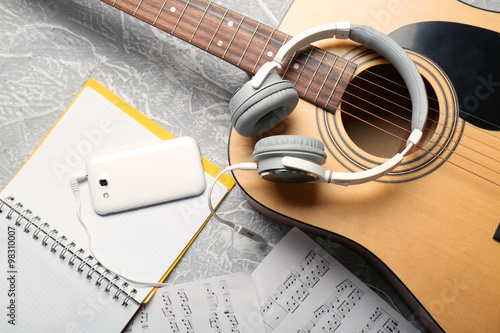 Classical guitar and headph...